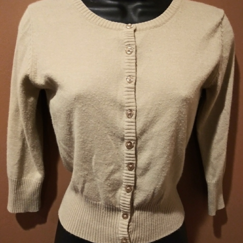 Active Basic Tan Button Up Sweater Size Medium - image 5